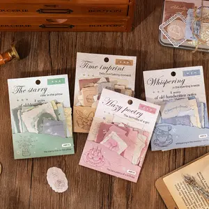 40 Sheets/book Sticker Pack, Special Paper Material, Old Letter Series Stationery Water Bottle Multi-Scene Decorative Stickers, Vintage Series