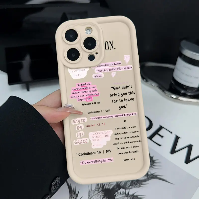 Blessed Encouragement Silicone Cellphone Casing & Cover Protector - 1.2mm Durable Military-Grade Shockproof, Non-Slip Protection Accessory for iPhone Series (17,16 Pro Max,15 Plus,14,13,12,11,Air,XR,XS) with Camera Safeguard