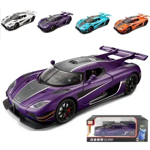 1:24 Koenigsegg ONE die-cast car Model Toys, Open Door Design, Sound and Light Function, Suitable Gifts, Decorations, Collectibles, Toys for Adults and Children. (Purple-one)