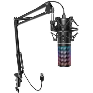 TONOR Q9 USB Gaming Microphone, PC Streaming Mic Kit for PS4/5/Discord/Twitch Gamer, Condenser Studio Cardioid Microfono for Podcasting, Recording, Content Creation, Singing with Adjustable Arm Stand