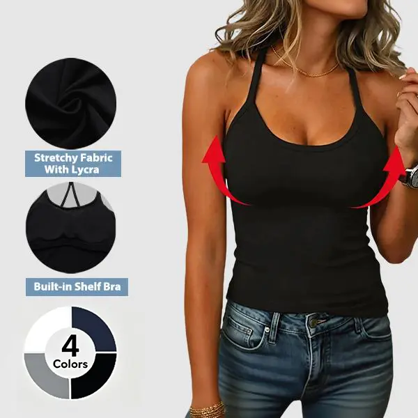 Flamingals Longline Scoop Neck Cross Back Built In Sports Bra Womenswear