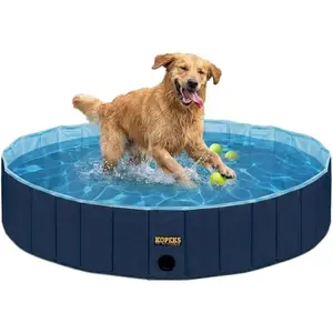 Outdoor Swimming Pool Bathing Tub - Portable Foldable - Ideal for Pets - XL 63" x 12",Blue,Pool-Blue-XLGift