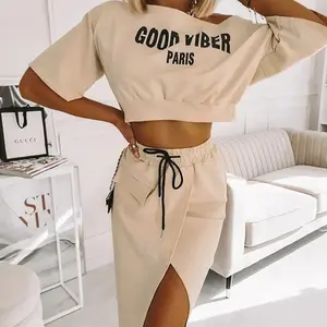 Women's Khaki Cotton-Polyester Blend Fabric Printed Suit Skirt - Japanese-Korean Casual Bottom, Bow Detail, Sizes S-XXXL