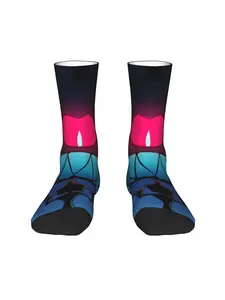 1 Pair Happy Funny Men's compression Socks Day Jobs Vintage Harajuku Hazbin Hotel Alastor Hip Hop Novelty Pattern Crew Crazy Sock Gift Printed