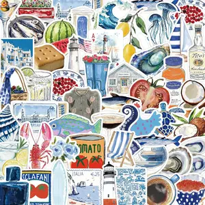 Sea Salt Series Sticker (50pcs), Cartoon Panda & Polar Bear Pattern Decorative Sticker, Graphic Decal, DIY Decals for Water Bottle, Laptop, Phone Case, Cellphone, Scrapbooking, Journal Making, Screen Protector, Casing, Cover