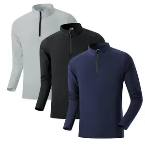 Outdoor Half Zipper Stand Collar Fitness Men's Sports Base Layer Round Neck T-Shirt for Men's Active Lifestyle