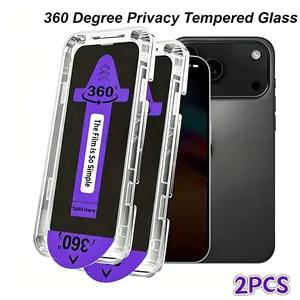 2pcs 360 Degree Privacy Tempered Glass Screen Protector, Suitable for iPhone 11/12/13/14/15/16/17/Plus/Pro/Pro Max/17Air/16e Series, Full Coverage Design, Anti Shatter Layer, Drop Resistantanti-peep, Durable Long-Lasting, Customer Favorite