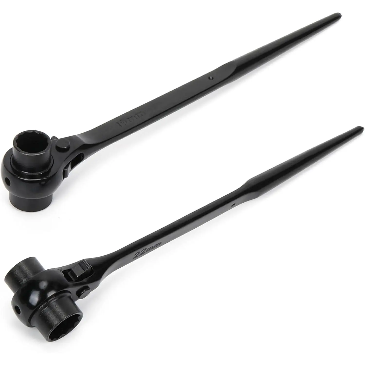 2 count 19mmx22mm(3/4"x7/8") Reversible Ratcheting Wrench,Scaffold Ratchet,Scaffolding Tools,12 Point Double Ended Socket Ratcheting Podger Scaffold Spud Wrench(Black)