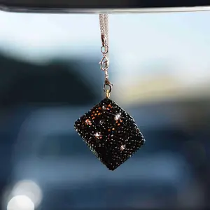Shiny Dice Car Charm, Cute Crystal Rhinestone Rearview Mirror Pendant, Sparkling Diamond Rearview Mirror Accessory, Lucky Car Interior Decor, Car Hanging Decoration, Car Ornament, Car Trinkets, Car Interior Decorative