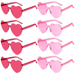 8pcs Heart Shaped Sunglasses for Women Colorful Glasses Fun Trendy Transparent Heart Sunglasses Party Favor