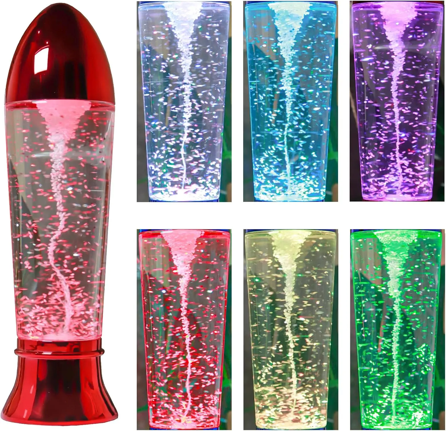 10.5" Tornado Lamp LED Color Changing,Tornado Maker Science Toy, Battery/USB Cable Operated,Christmas Day Decoration Red