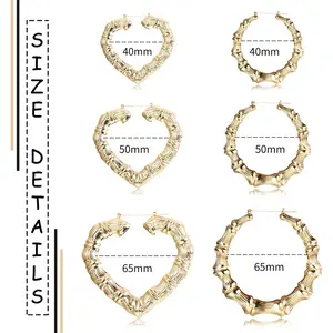 DB-  6 Pairs Bamboo Earrings Set Hollow Casting Hip-Hop Large Bamboo Earring For Women Oversize Hoop Earrings Set Fashion Jewelry-DB