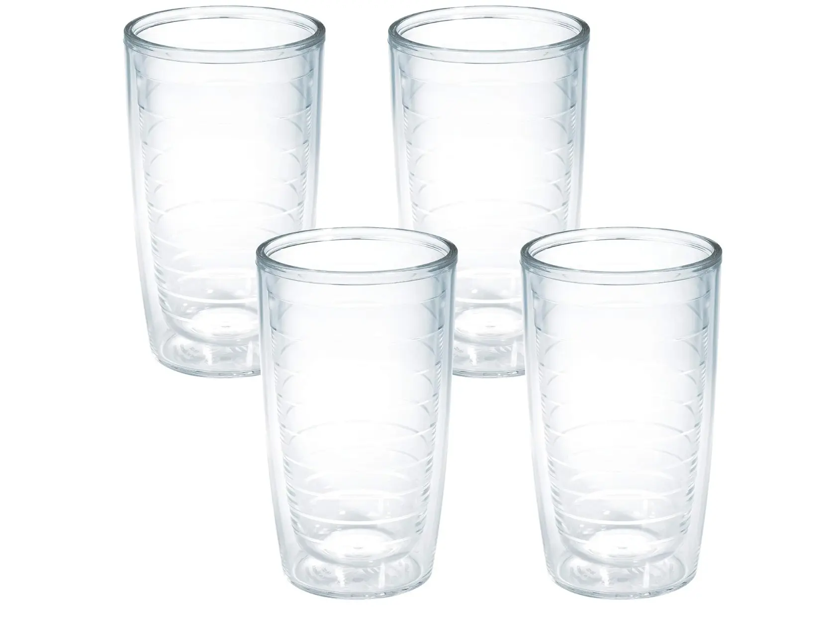 Tervis 16oz Insulated Tumbler Cups - Made in USA, Double Walled for Optimal Temperature Control - Set of 4, Clear & Colorful