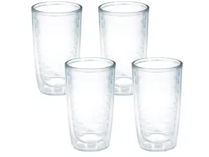 Tervis 16oz Insulated Tumbler Cups - Made in USA, Double Walled for Optimal Temperature Control - Set of 4, Clear & Colorful