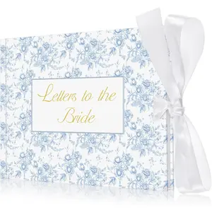 8.5 x 7 Inch Wedding Guest Book Letters to the Bride Scrapbook Wedding Memory Book Bridal DIY Blank Paper Scrapbook Photo Album Guest Sign (Blue,Classic)