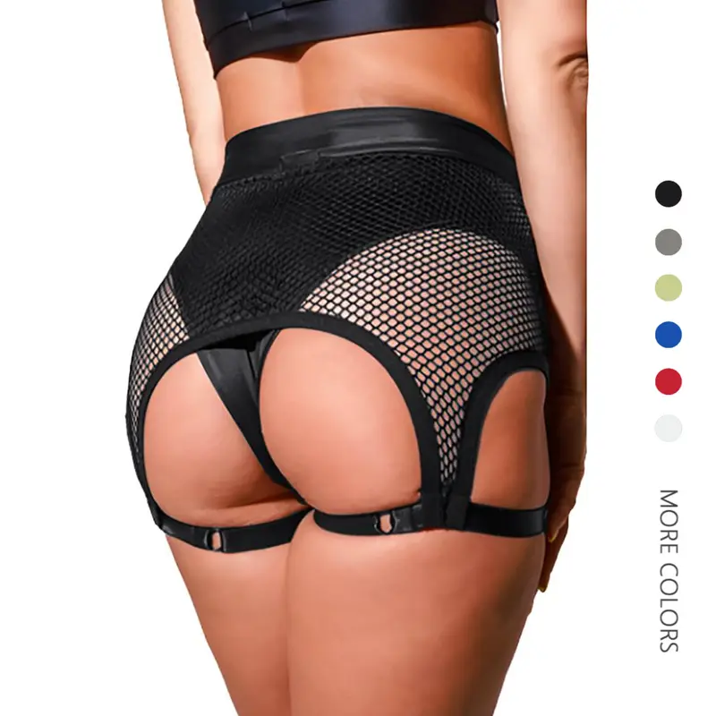 Danedvi Women's High-Rise Halloween Garter-Belt Allure Butt-Lifting Active Hot Pants - Tight Cut-Out, Shiny Mesh BBL, Pull-On Stretch Fit, Figure-Enhancing Athleisure Bottoms for Dance, Plus Size