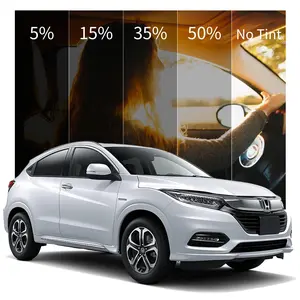 [upgraded] 5% Ceramic Window Tint Car For Family  Uv 98.5% Ir Sun Heat Blocking Hd One Way Film Anti Glare & Scratch Safety Glass Adhesive Easy Install 20in X 10ft