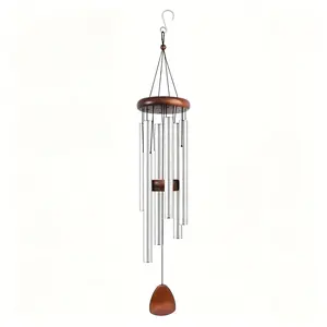 Large Memorial Wind Chime with 6 Tuning Tubes, Elegant Outdoor Garden Patio Balcony Home Decor, Deep Tone Sympathetic Wind Chime