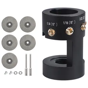 Aluminum Tungsten Electrode Sharpener Grinder TIG Welding Head Tool Open Design with 4 Cut-Off Slot Multi-Angle & Offsets,Horizontal Hole, 5 X Diamond grinding wheel and 2 X Link