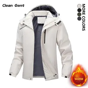 Men's winter oversized jacket, waterproof ski jacket, warm fleece jacket, parka coat, multi-pocket hooded windproof breathable outdoor sports jacket with detachable hat