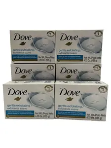 Dove Gentle Exfoliating Beauty Bar Soap 6 Pack – Moisturizing Cleansing Bars, 4.75 oz Each