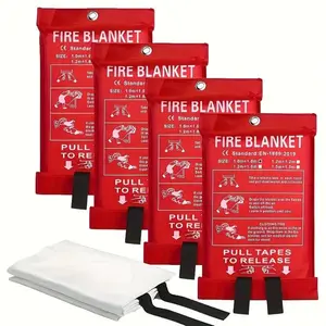 4 Pack-Prepared Hero Emergency Fire Blanket -Fire Suppression Blanket for Kitchen, 40" x 40"Fiberglass Fire Blanket for House Rapid FireSuppression,Flame Retardant Protection andHeat Insulation Designed, for Kitchen,Fireplace,Grill, BBQ