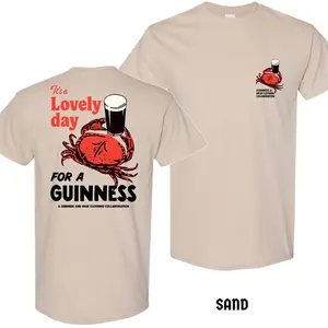 Lovely Day for a Guinness Crab T-Shirt - Guinness x UN:IK Collab, Large Back Print, Humorous Crab Beer Design