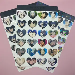Clover Black Anime Heart Sticker Sheet