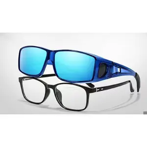 FHSY SHOP Prescription Polarized Men's Sunglasses - UV400 UV-Resistant, Blue Mirror Lenses, for Myopia Users, Driving, Outdoor Activities, Polarised Men's Sunglasses
