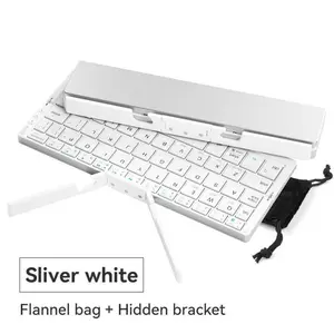 Charging Wireless Bluetooth-compatible Keyboard, Foldable Keyboard with Hidden Stand & Bag, Portable Keyboard for Phone & Tablet, Tech Gadgets