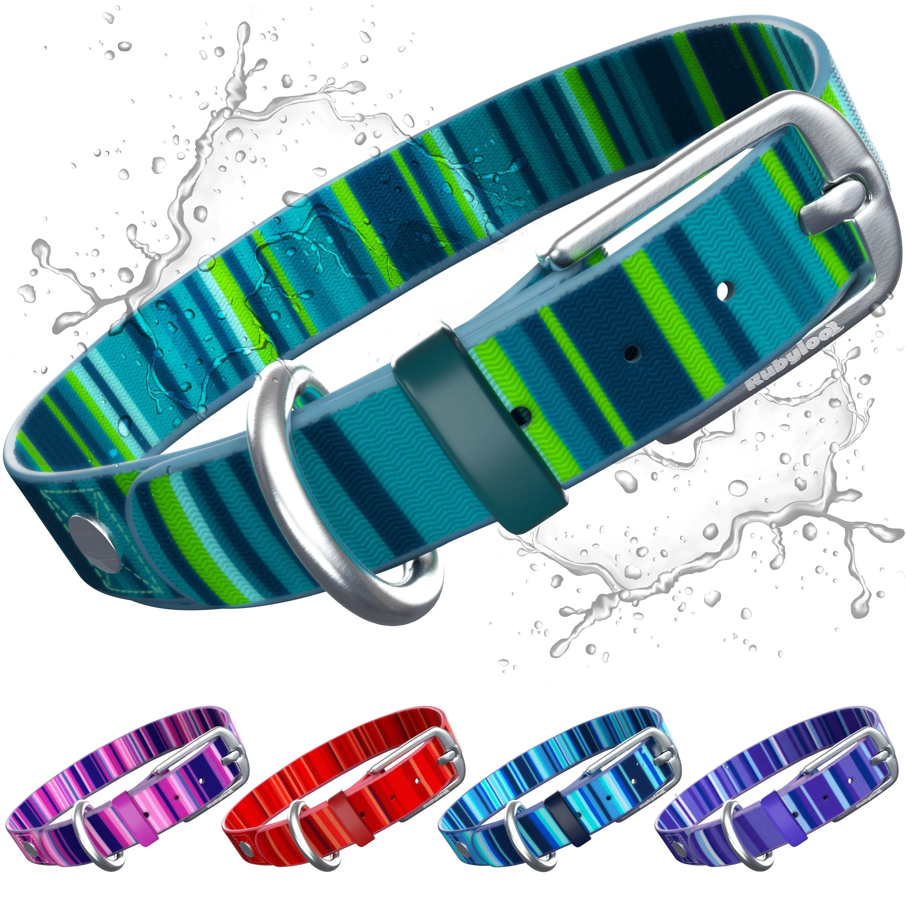 Waterproof Poly Nylon Dog Collars - Multi-Size, Quick-Dry, Stink-Free, Durable, Washable, Fade-Resistant, with Coated Metal Hardware for Swimming, Messy Adventures; Remember: Measure Twice, Order Once