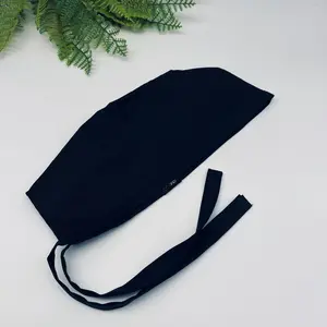 Niceroy MEN Black unisex pixie surgical SCRUB HAT Cap, nursing caps,tie back cap, satin lining option cotton fabric