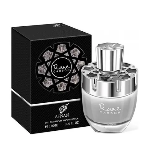 Afnan Rare Carbon Eau De Parfum Spray for Men, 3.4 Oz - Leather, Spicy Fragrance with Amber Base, Single Item