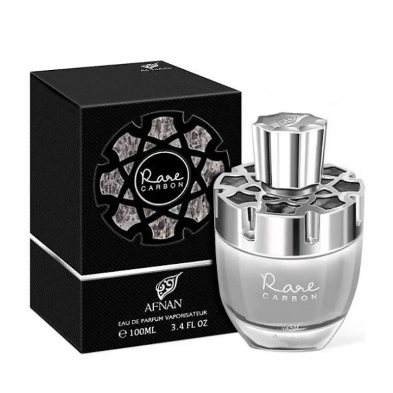 Afnan Rare Carbon Eau De Parfum Spray for Men, 3.4 Oz - Leather, Spicy Fragrance with Amber Base, Single Item