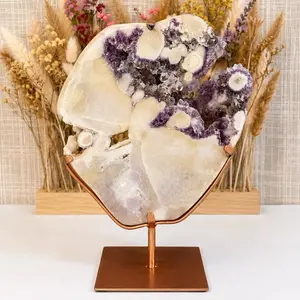 Moody pink amethyst slab on custom stand