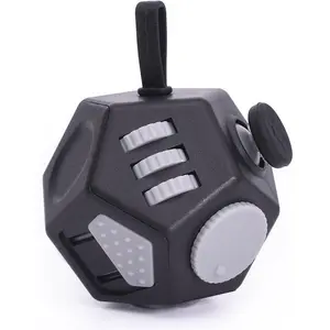 Mini Fidget Toys Cube,12 Sided Cube Toys Relief Stress,Anxiety, Depression,Autism for Kids Adults Improve Focus and Kill Time (Black)