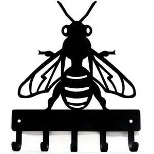 Honey Bee Key Rack Hanger Wall Hanging Medals and Awards Coat Hanger Metal Ornaments Artwork for Home Decoration- 6 Inch Wide Metal Pendant Wall Home