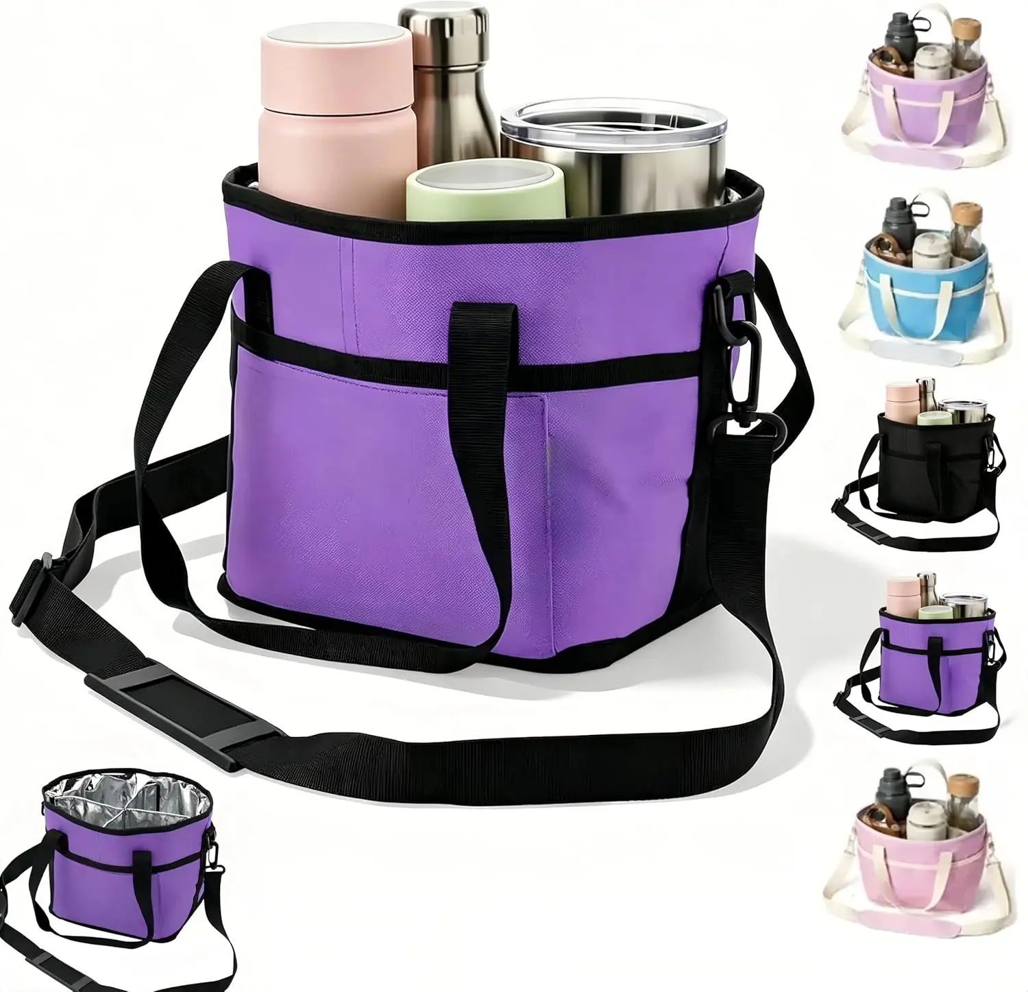 Drink Carrier Tote Bag – Family-Sized with 4 Compartments, Adjustable Strap for Hands-Free Carrying, Won't Tip Over in the Car.Perfect Tumbler Carrier Caddy for Cars, Deliveries, and Family Outings – Fits Any Cup!