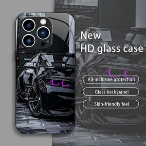 Black Racing drop-resistant glass phone case suitable for [iPhone 13 Pro Max] protective film full cover protective glass back panel skin-friendly feel 995