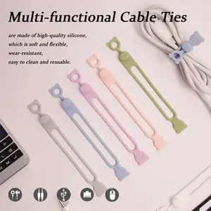 5pcs/10pcs Silicone Cable Organizer for Home Use, Desk Accessories, Data Line Management Ties with Self-Closure, Versatile Cord Storage Solution, Multifunctional Cable Tie