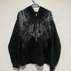 Street New Fashion Oversized Skull Print Sweater Hoodie Men Harajuku Vintage Hip Hop Popular Casual Sports Hooded Sweater Can be used with raincoat