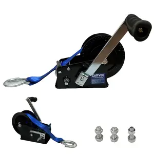 Garvee 3500lbs Heavy Duty Boat Trailer Winch with 33FT Strap, Dual-Speed 4:1/8:1 Gear Ratio, and 2-Way Ratchet - Professional Hand Crank Winch for Boats, Trailers, Trucks, RVs, ATVs, and Jet Skis