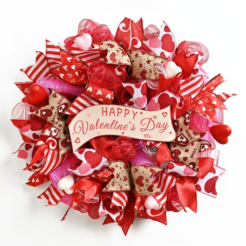1 piece of 35cm or 45cm Valentine's Day/Spring Wreath, suitable for front door decoration - Plastic door ornament with branches and leaves, wall-mounted decoration, suitable for all seasons, Valentine's Day or housewarming gift.