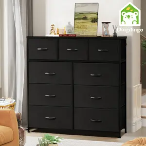 9-Drawer Dresser for Bedroom - Tall Fabric Storage Tower with Sturdy Steel Frame and Wooden Top, Perfect for Living Room, Entryway, and Closets