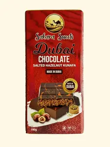 Sahara Sweets Dubai Chocolate Bar - Handcrafted Milk Chocolate with Nutella and Crispy Kunafa Filling. Authentic flavors from Dubai