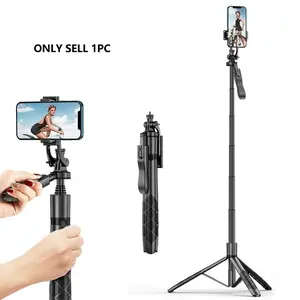 Rotatable Wireless Selfie Stick Tripod with Remote Control, Retractable Phone Stand for iPhone Samsung Galaxy Go Pro Action Camera, Travel Gadgets