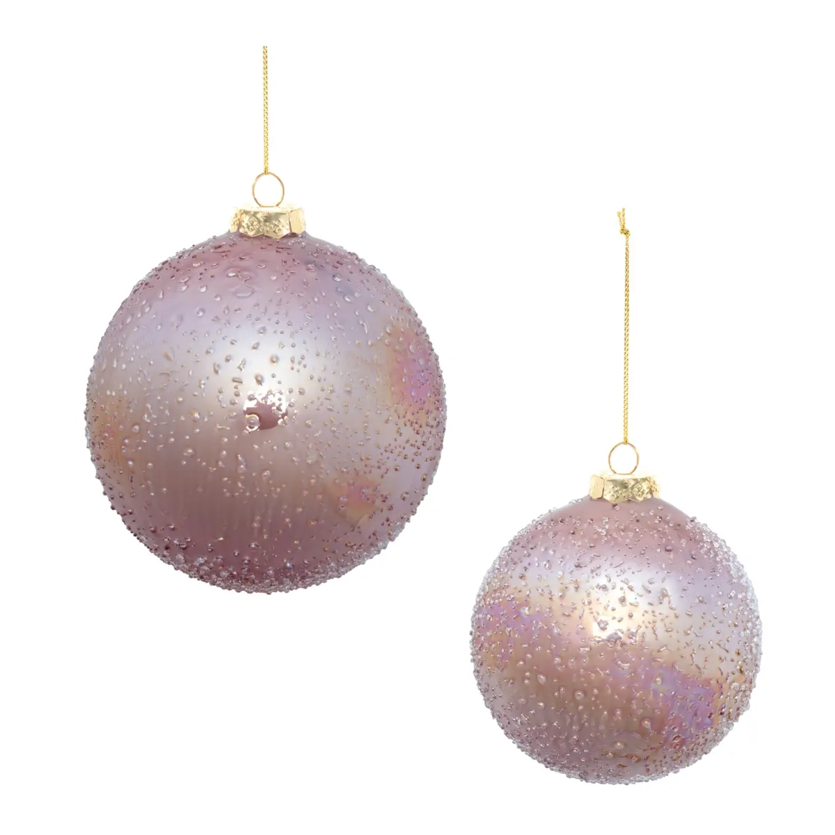 360 stand 4-Piece Pink 3 & 5 in. Beaded Iridescence Glass Ball Ornament Set with Hanger, Traditional Christmas Decor for Glamorous Home Festive Display, Decoration, Glam, Soft Pink Tones, Decorative, Holiday, Iridescent Beads, Ball Garland Hanging Ornamen