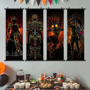 Cartoon Knight Pattern Canvas Painting Poster, 4 Counts/set Abstract Wall Art Poster, Wall Art Decor for Home Living Room Bedroom, Modern Home Decor