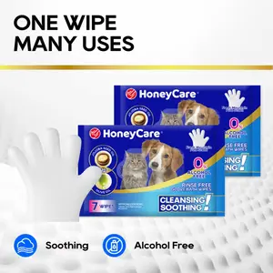 HoneyCare Pet Glove Wipes PET Disposable Grooming Wipes (21Pcs) - Natural, Hypoallergenic Pet Hair Removal Tool with Fermented Oils for Dogs & Cats, Deodorizing, Sticky Hair Control, No-Rinse Skin & Paw Care for Outdoor Use SummerVibes petlovers tiktoksho