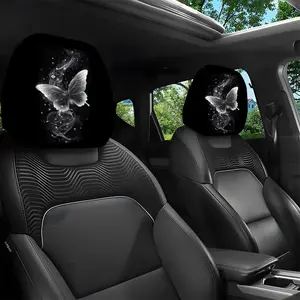2pcs 11x10.2 inch Shimmery Silver Butterfly Design Car headrest covers, Vehicle, Universal, easy to install, and durable car interior seat accessories, Suitable for daily commutes and travel, gifts for car enthusiasts,1224LYY